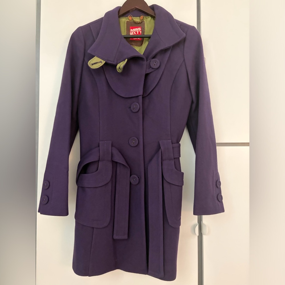 Miss Sixty Purple Belted Peacoat